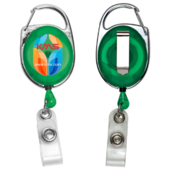 Full Color Retractable Carabiner Style Badge Reel and Badge Holder - fullcolorretractablebadgereelandholdergreen