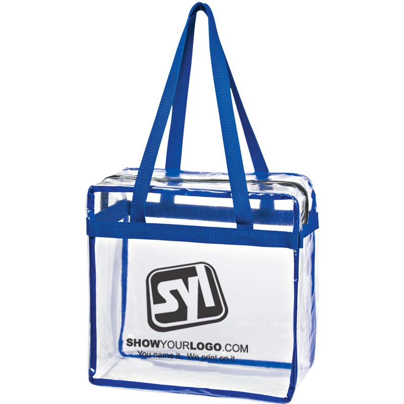 Clear Tote With Zipper - Royal