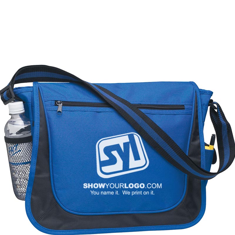 Messenger Bag With Matching Striped Handle - Royal Blue