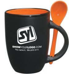The Spooner Mug – 12 oz - Black With Orange