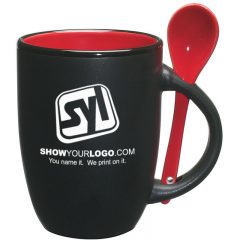 The Spooner Mug – 12 oz - Black With Red