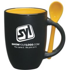 The Spooner Mug – 12 oz - Black With Yellow