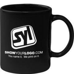 Colored Stoneware Mug With C-Handle – 11 oz - Black