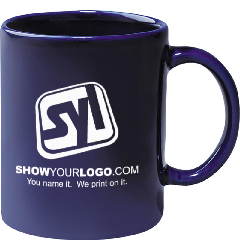 Colored Stoneware Mug With C-Handle – 11 oz - Cobalt