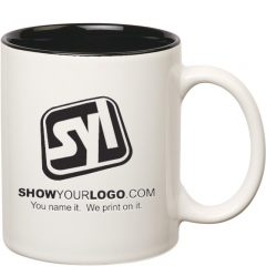 Colored Stoneware Mug With C-Handle – 11 oz - White Black
