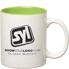 Colored Stoneware Mug With C-Handle – 11 oz - White Lime