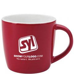 Cafe Mug – 12 oz - Red With White