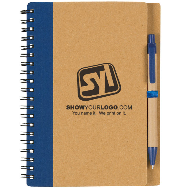 Eco-Inspired Spiral Notebook & Pen - Blue