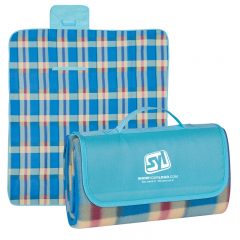 Roll-Up Picnic Blanket - Light Blue And Blue