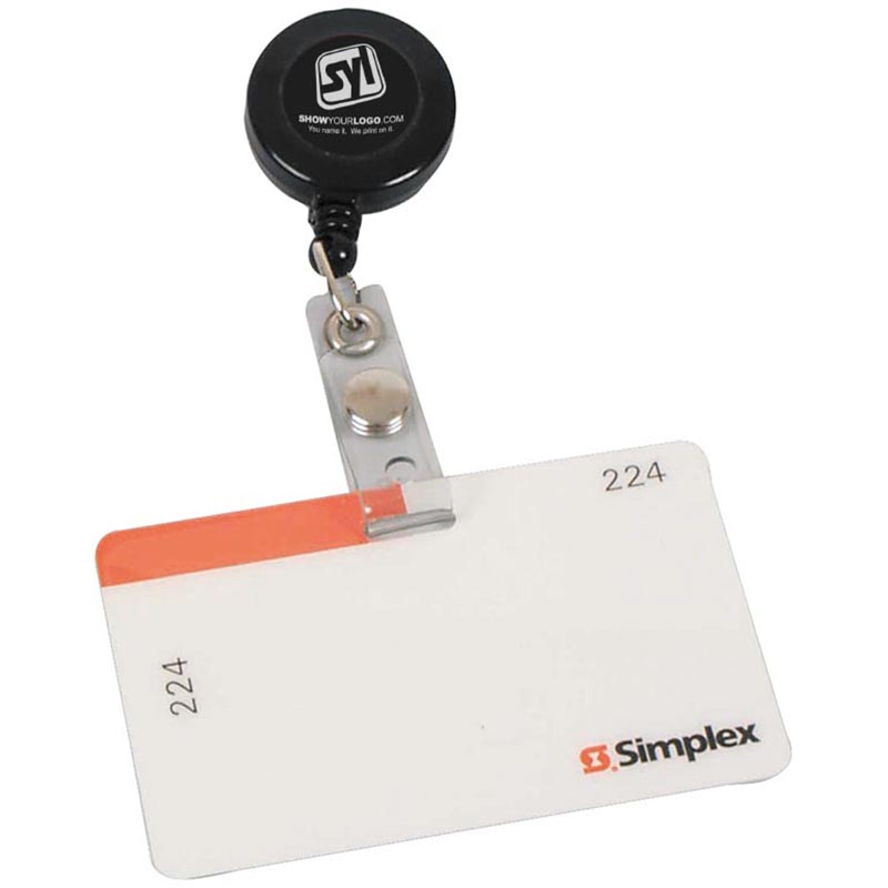Retractable Badge Holder With Laminated Label - Black