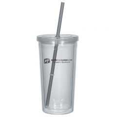 Double Wall Acrylic Tumbler With Straw – 24 oz - Transclear Charcoal