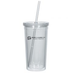 Double Wall Acrylic Tumbler With Straw – 24 oz - Transclear Clear