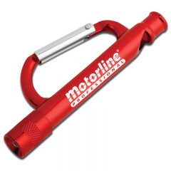 Carabineer Flashlight Whistle with Logo - Red