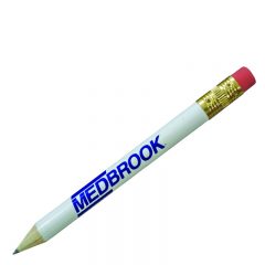 Round Golf Pencil with Eraser - White