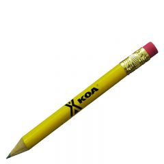 Round Golf Pencil with Eraser - Yellow