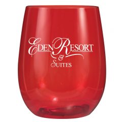 Plastic Stemless Wine Glass – 12 oz - Red