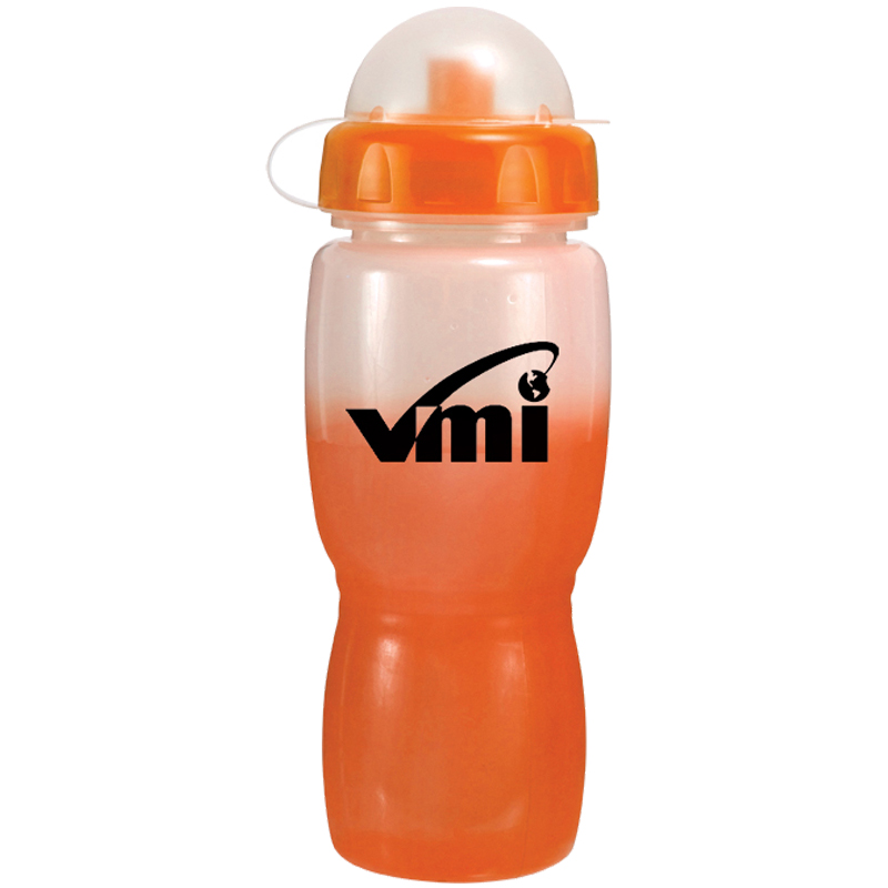 Mood Poly-Saver Mate Bottle with Push ‘n Pull Cap and Dome Lid – 18 oz - k0543-frosted_orange
