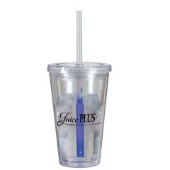 Victory Acrylic Tumbler with Mood Straw – 16 oz - Frosted Blue