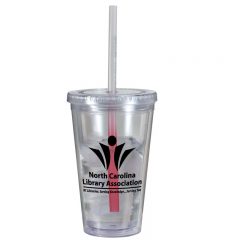 Victory Acrylic Tumbler with Mood Straw – 16 oz - Frosted Red