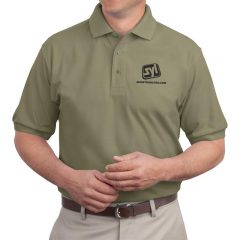 Port Authority Silk Touch Polo with Embroidered Logo - Light Brown