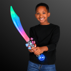 LED Flashing Curved Pirate Sword With Crystal Ball - ledcurvedpirateswordinuse