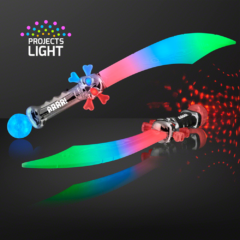 LED Flashing Curved Pirate Sword With Crystal Ball - ledcurvedpirateswordlightprojectingcrystalball