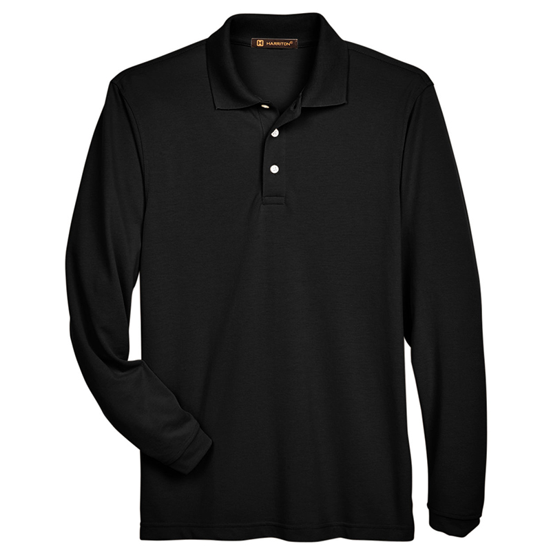 Harriton Long Sleeve Polo with Embroidered Logo