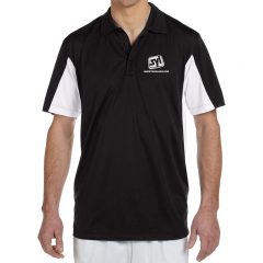 Harriton Side Blocked Micro-Pique Polo with Custom Logo - Black