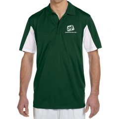 Harriton Side Blocked Micro-Pique Polo with Custom Logo - Dark Green