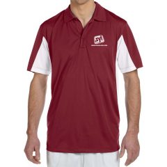 Harriton Side Blocked Micro-Pique Polo with Custom Logo - Maroon