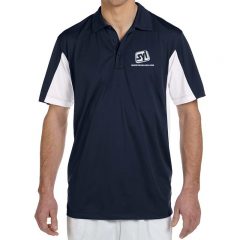 Harriton Side Blocked Micro-Pique Polo with Custom Logo - Navy Blue