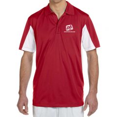 Harriton Side Blocked Micro-Pique Polo with Custom Logo - Red