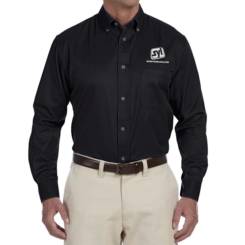 Harriton Long Sleeve Oxford Dress Shirt - Black