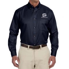 Harriton Long Sleeve Oxford Dress Shirt - Navy Blue
