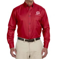 Harriton Long Sleeve Oxford Dress Shirt - Red