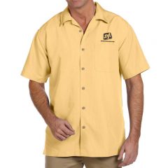 Harriton Barbados Textured Camp Shirt with Logo - Pineapple