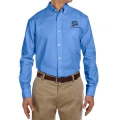Harriton Long-Sleeve Oxford Shirt with Stain Release - French Blue