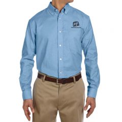 Harriton Long-Sleeve Oxford Shirt with Stain Release - Light Blue