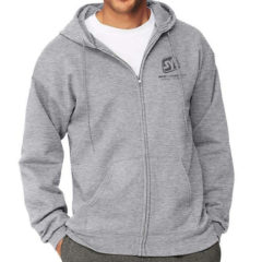Hanes PrintPro Full Zip Hooded Sweatshirts with Logo - oxford grey
