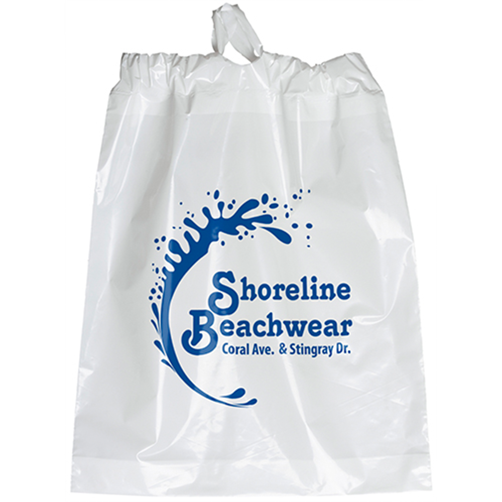 Plastic Drawstring Shopping Bag - polydrawbagwhite