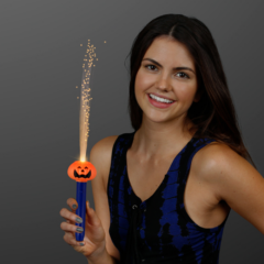 Flashing Fiber Optic Pumpkin Face Wand - pumpkinfaceledwandinuse