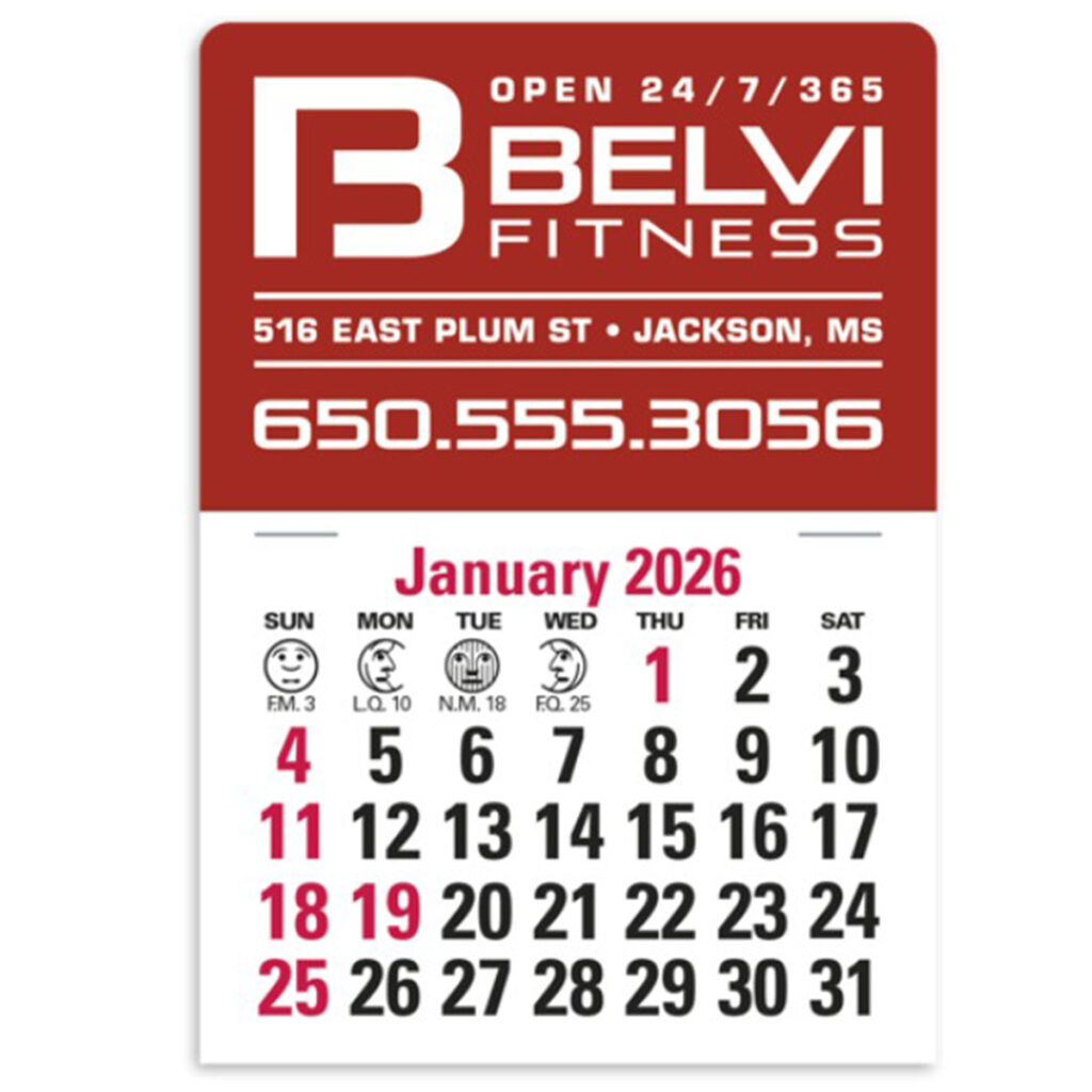 Press-N-Stick™ Header Standard Calendar – 14-Month - rectangle