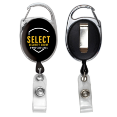 Retractable Carabiner Style Badge Reel and Badge Holder - retractablecarabinerbadgereelandholderblack