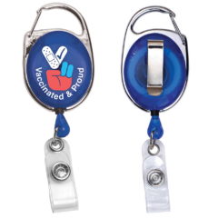 Retractable Carabiner Style Badge Reel and Badge Holder - retractablecarabinerbadgereelandholderblue