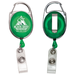 Retractable Carabiner Style Badge Reel and Badge Holder - retractablecarabinerbadgereelandholdergreen
