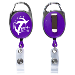 Retractable Carabiner Style Badge Reel and Badge Holder - retractablecarabinerbadgereelandholderpurple