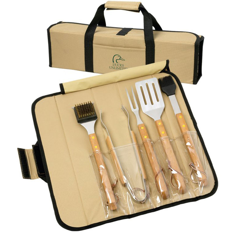 BBQ Set – Bamboo in Roll-Up Case – 5 pc - Main