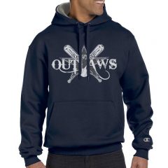 Champion Cotton Max Custom Printed Hoodie - Navy With Oxford Grey