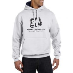 Champion Cotton Max Custom Printed Hoodie - Silver Gray With Navy