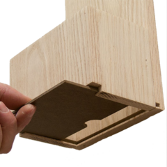 Wall Mounted Bottle Opener with Slide-Out Wood Cap Catcher - slidebottom